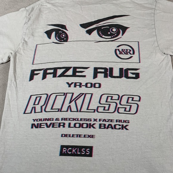 Young & Reckless Faze Rug Shirt Mens Small Graphic RCKLSS Tee Never Look Back - Picture 2 of 8